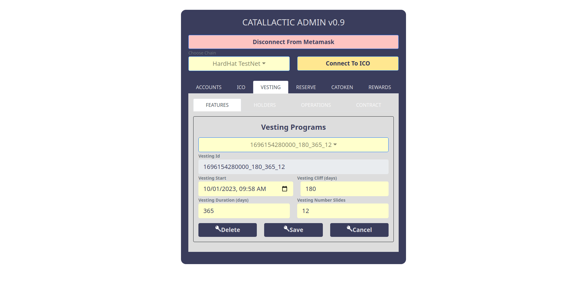 Vesting Features